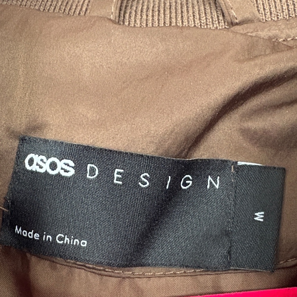 Asos Brown Men's Padded Bomber Jacket View 2